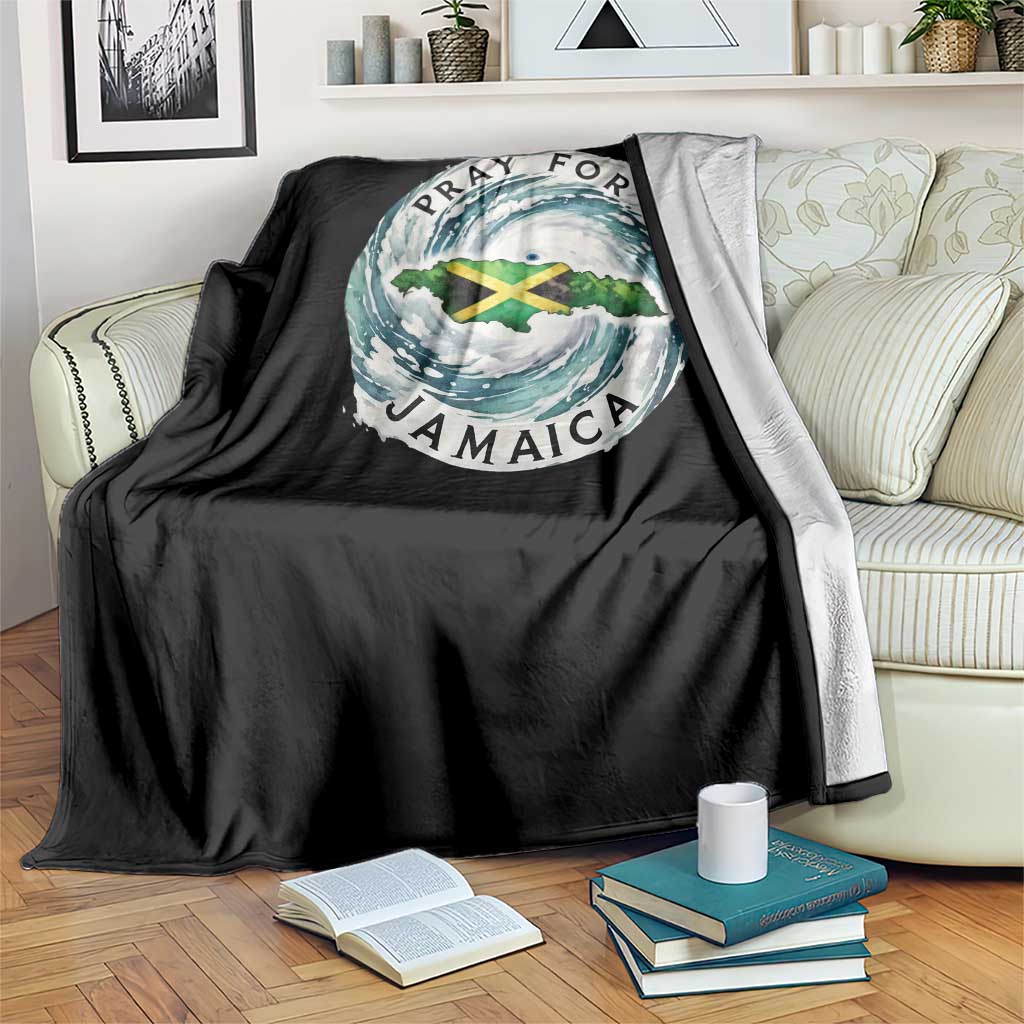 Pray For Jamaica Hurricane Support Throw Blanket Strong Island Map and Storm Graphic