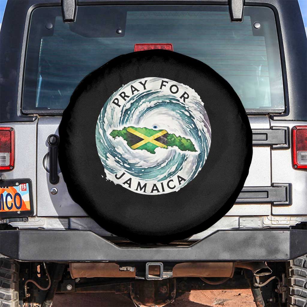 Pray For Jamaica Hurricane Support Spare Tire Cover Strong Island Map and Storm Graphic