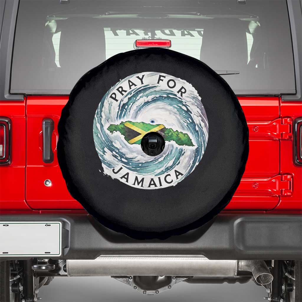 Pray For Jamaica Hurricane Support Spare Tire Cover Strong Island Map and Storm Graphic