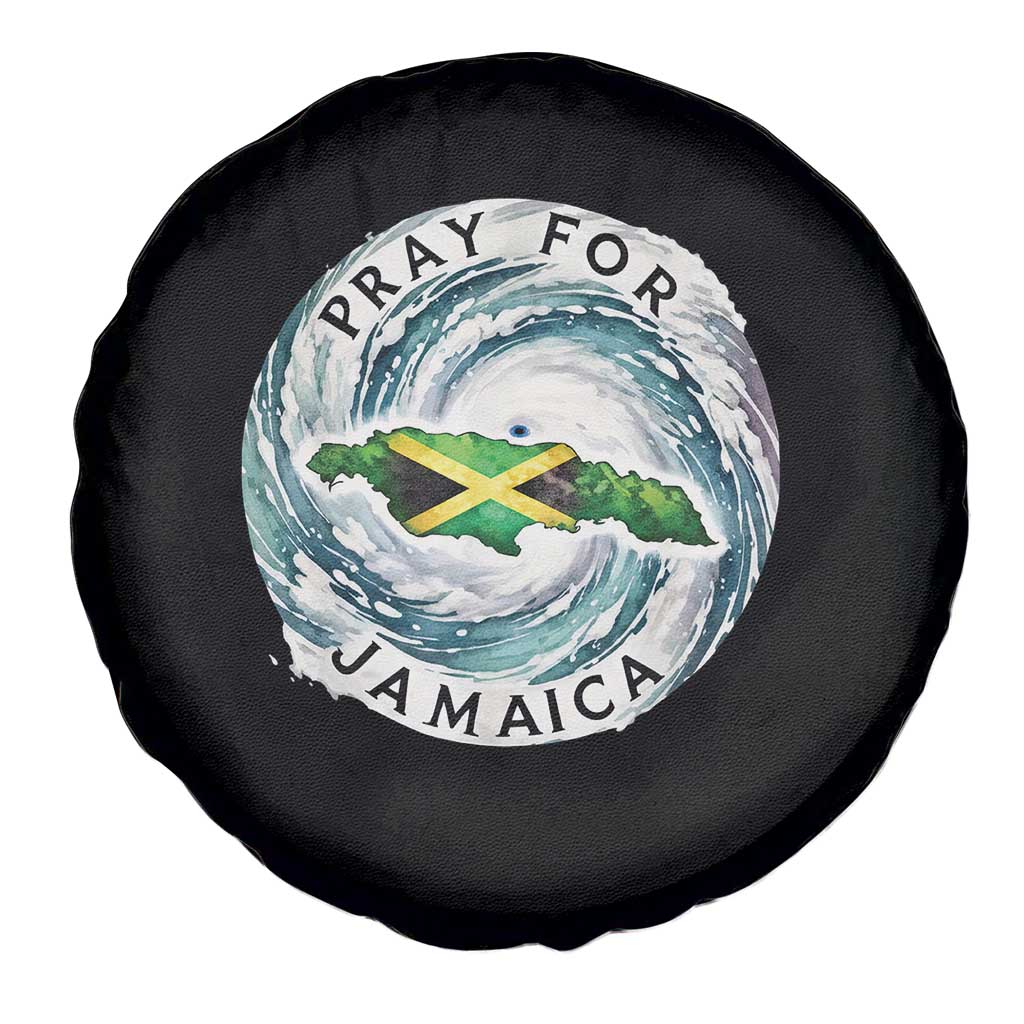 Pray For Jamaica Hurricane Support Spare Tire Cover Strong Island Map and Storm Graphic
