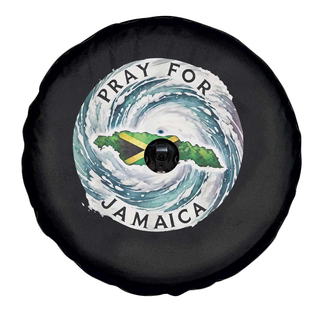 Pray For Jamaica Hurricane Support Spare Tire Cover Strong Island Map and Storm Graphic