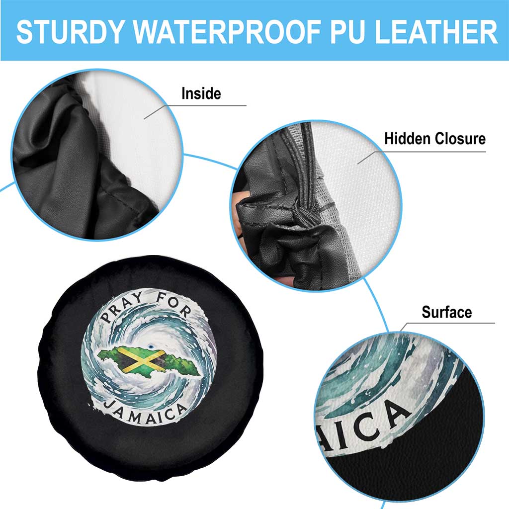 Pray For Jamaica Hurricane Support Spare Tire Cover Strong Island Map and Storm Graphic
