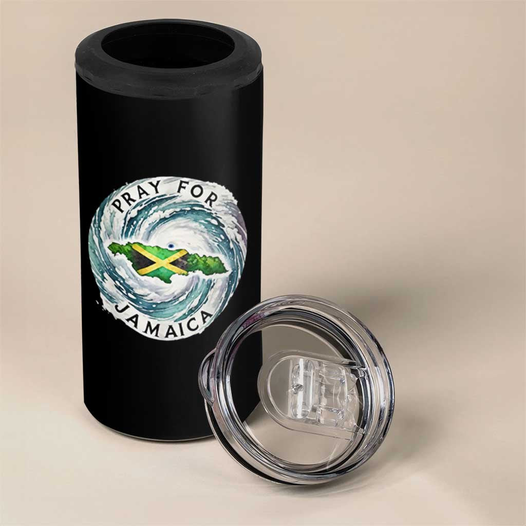 Pray For Jamaica Hurricane Support 4 in 1 Can Cooler Tumbler Strong Island Map and Storm Graphic