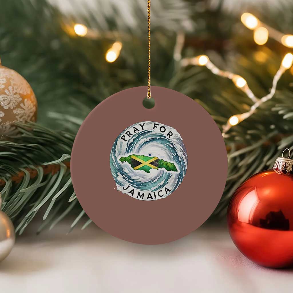 Pray For Jamaica Hurricane Support Ceramic Ornament Strong Island Map and Storm Graphic