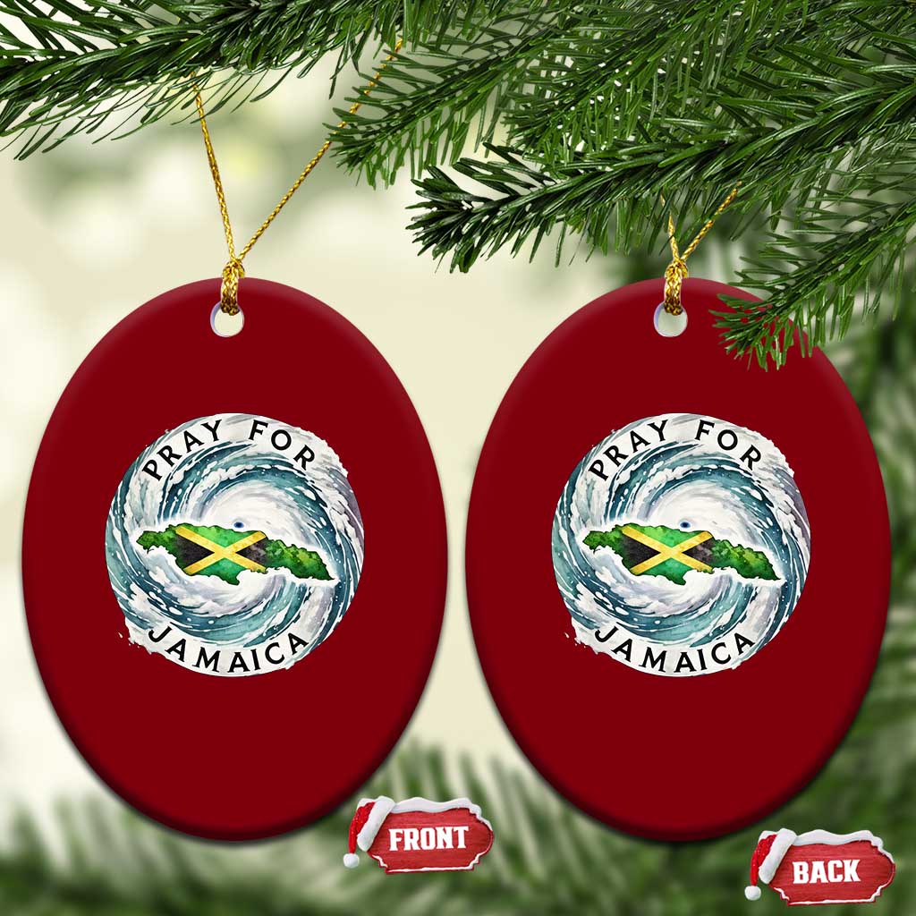 Pray For Jamaica Hurricane Support Ceramic Ornament Strong Island Map and Storm Graphic