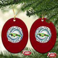 Pray For Jamaica Hurricane Support Ceramic Ornament Strong Island Map and Storm Graphic