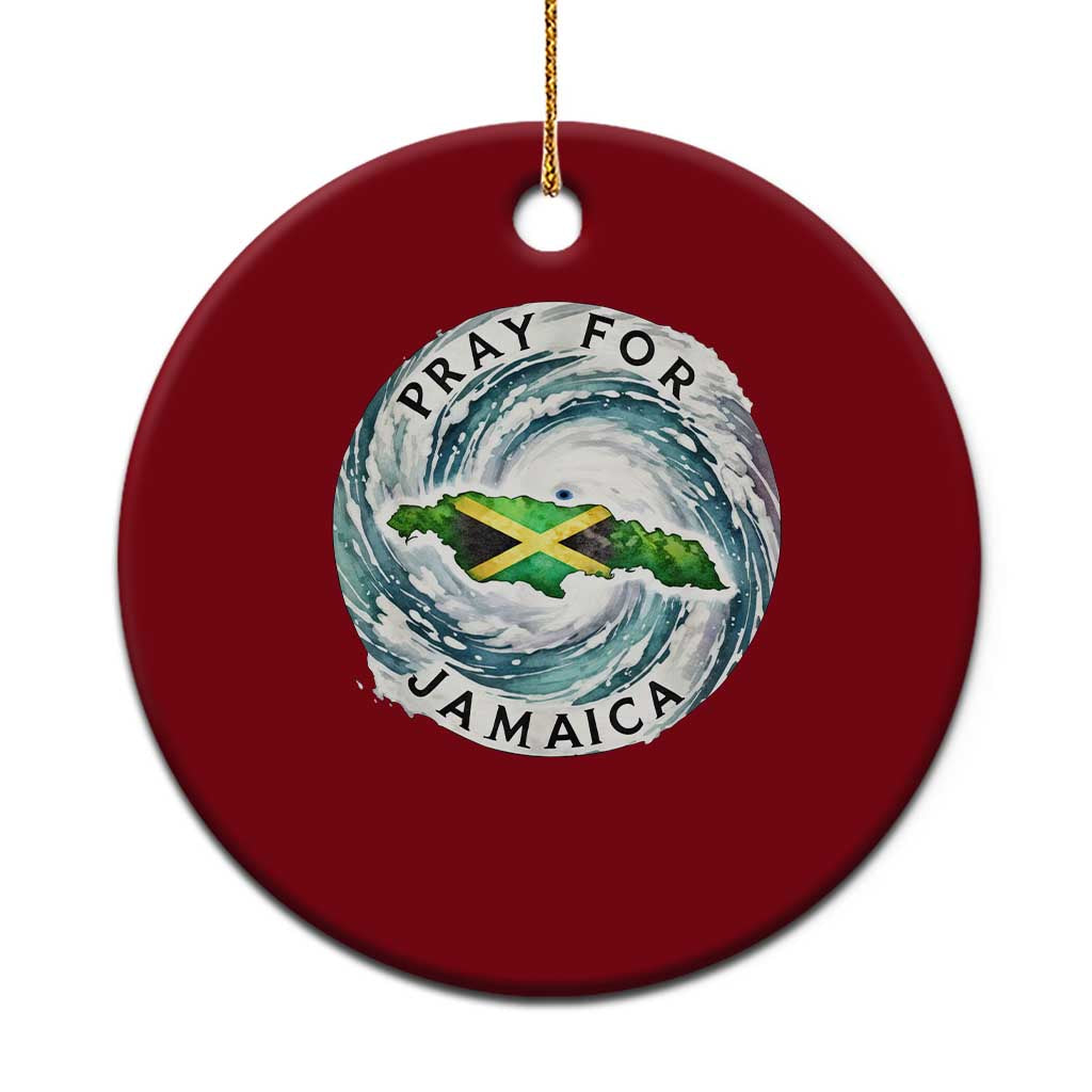 Pray For Jamaica Hurricane Support Ceramic Ornament Strong Island Map and Storm Graphic