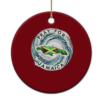 Pray For Jamaica Hurricane Support Ceramic Ornament Strong Island Map and Storm Graphic