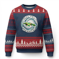 Pray For Jamaica Hurricane Support Ugly Christmas Sweater Strong Island Map and Storm Graphic