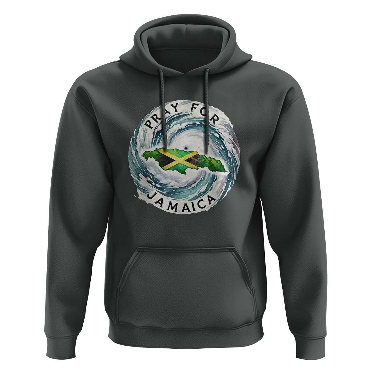 Pray For Jamaica Hurricane Support Hoodie Strong Island Map and Storm Graphic