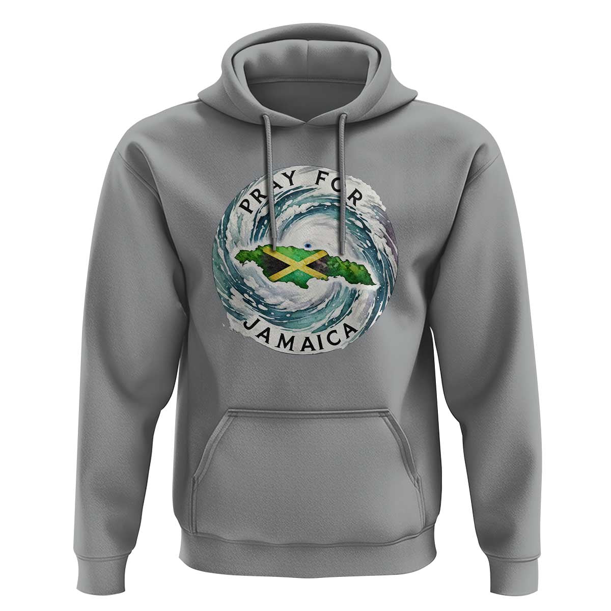 Pray For Jamaica Hurricane Support Hoodie Strong Island Map and Storm Graphic