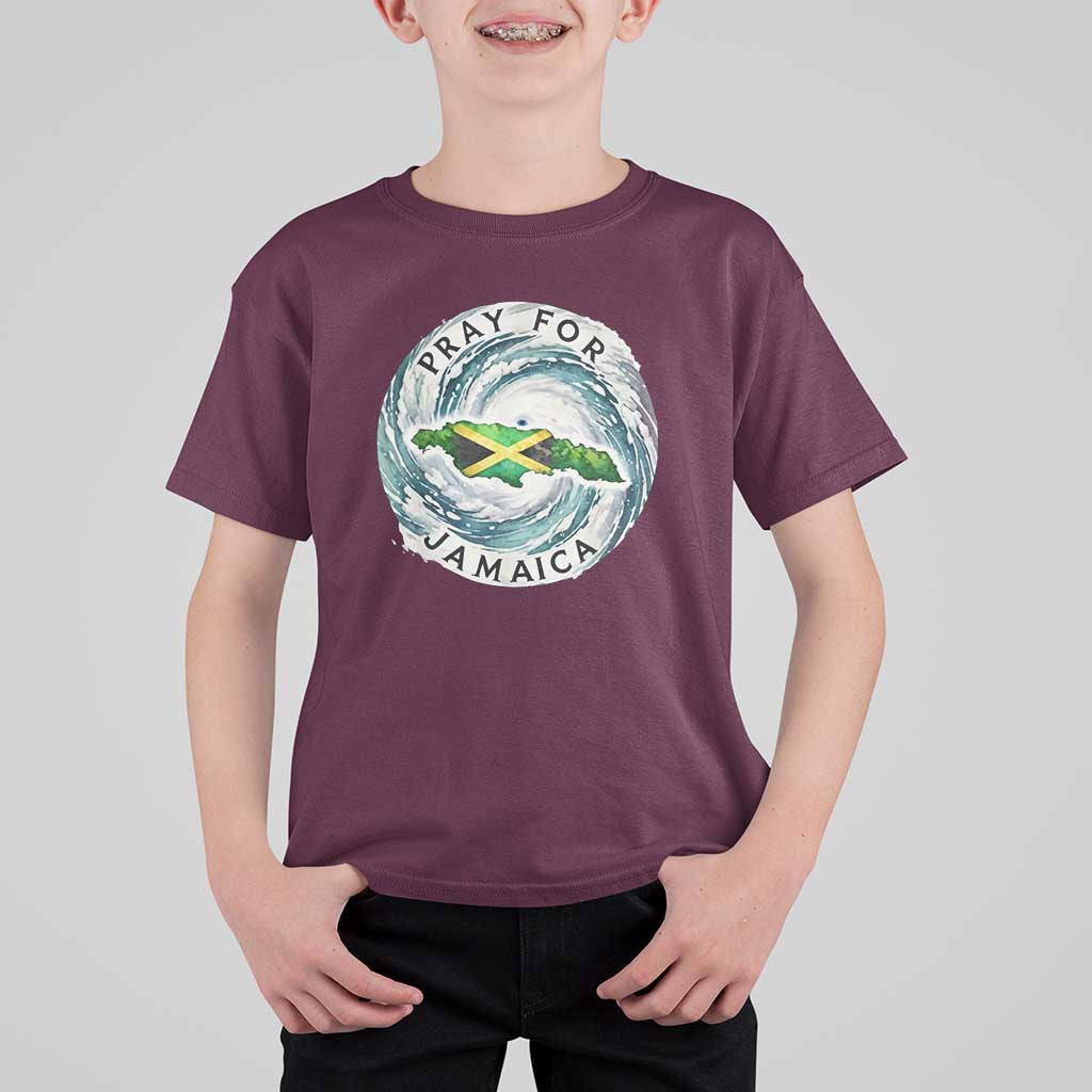 Pray For Jamaica Hurricane Support T Shirt For Kid Strong Island Map and Storm Graphic