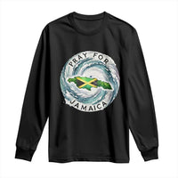 Pray For Jamaica Hurricane Support Long Sleeve Shirt Strong Island Map and Storm Graphic