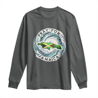 Pray For Jamaica Hurricane Support Long Sleeve Shirt Strong Island Map and Storm Graphic