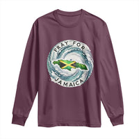 Pray For Jamaica Hurricane Support Long Sleeve Shirt Strong Island Map and Storm Graphic