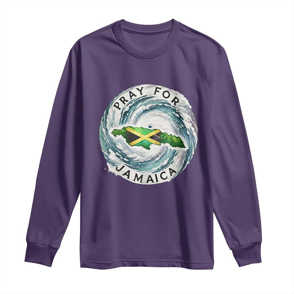Pray For Jamaica Hurricane Support Long Sleeve Shirt Strong Island Map and Storm Graphic