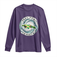 Pray For Jamaica Hurricane Support Long Sleeve Shirt Strong Island Map and Storm Graphic