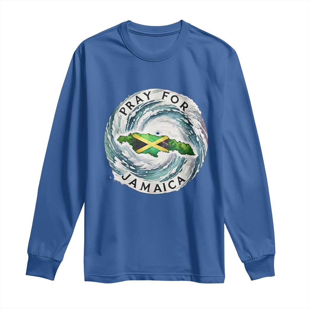 Pray For Jamaica Hurricane Support Long Sleeve Shirt Strong Island Map and Storm Graphic