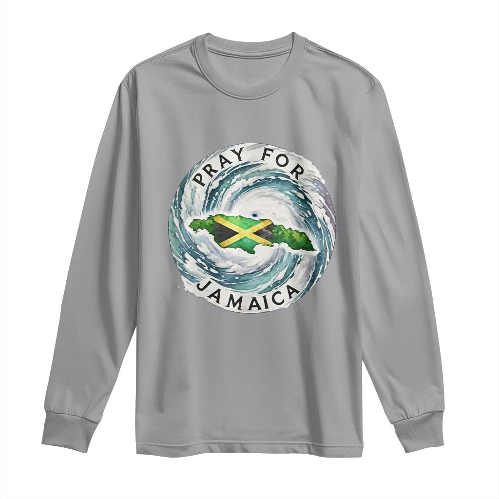 Pray For Jamaica Hurricane Support Long Sleeve Shirt Strong Island Map and Storm Graphic