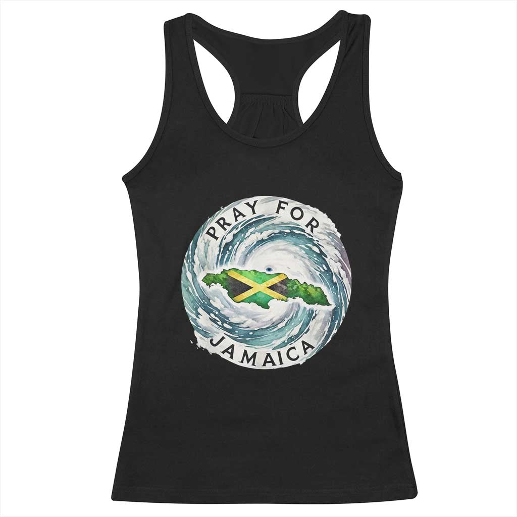 Pray For Jamaica Hurricane Support Racerback Tank Top Strong Island Map and Storm Graphic