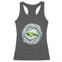 Pray For Jamaica Hurricane Support Racerback Tank Top Strong Island Map and Storm Graphic