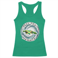 Pray For Jamaica Hurricane Support Racerback Tank Top Strong Island Map and Storm Graphic