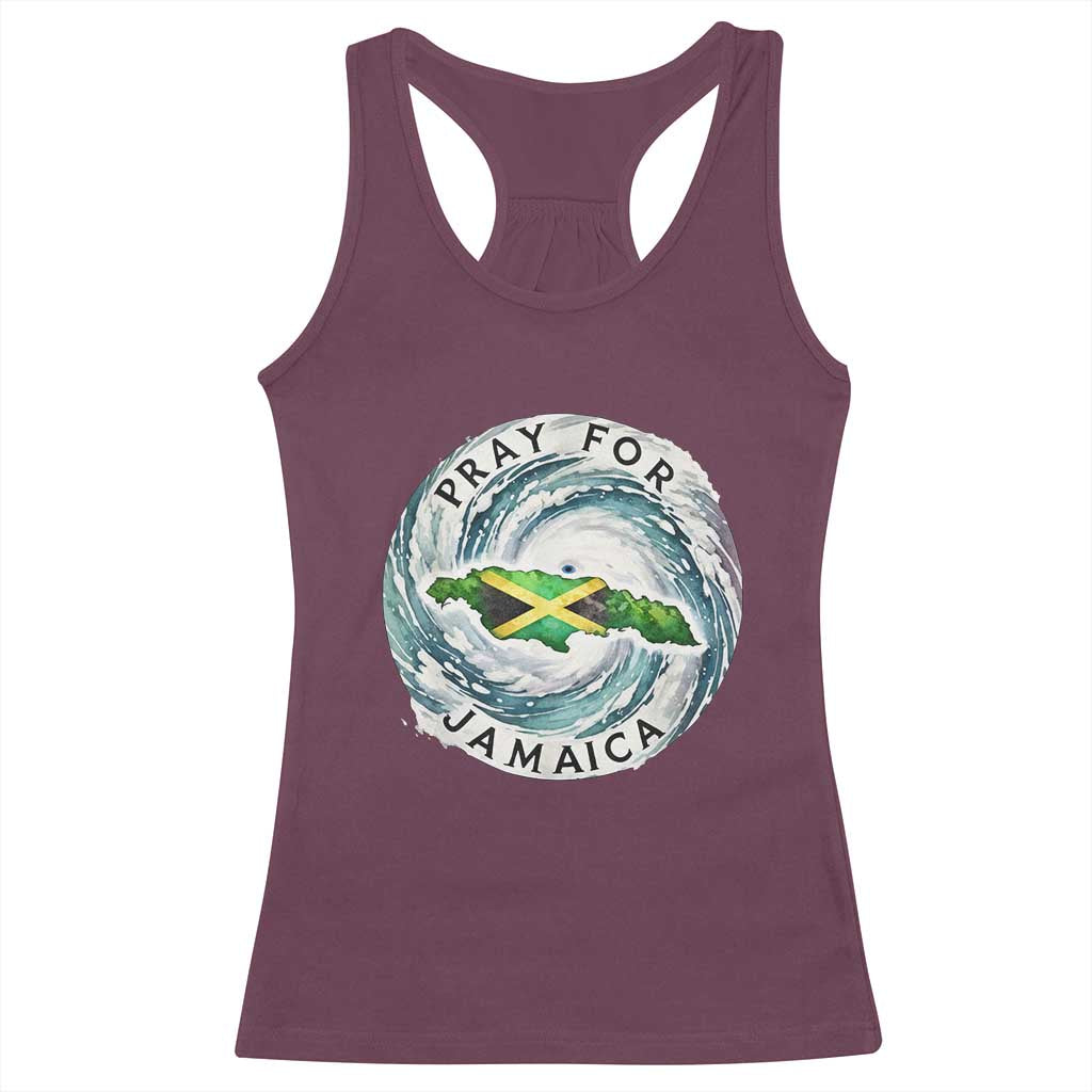Pray For Jamaica Hurricane Support Racerback Tank Top Strong Island Map and Storm Graphic