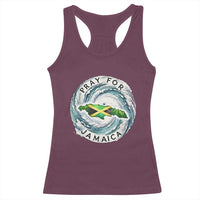 Pray For Jamaica Hurricane Support Racerback Tank Top Strong Island Map and Storm Graphic