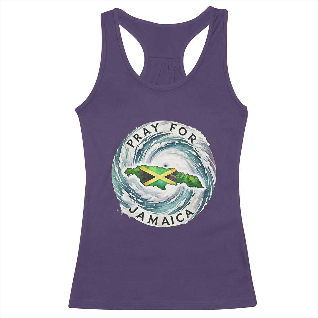 Pray For Jamaica Hurricane Support Racerback Tank Top Strong Island Map and Storm Graphic