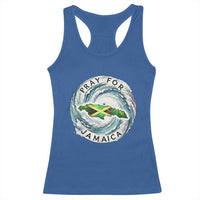 Pray For Jamaica Hurricane Support Racerback Tank Top Strong Island Map and Storm Graphic