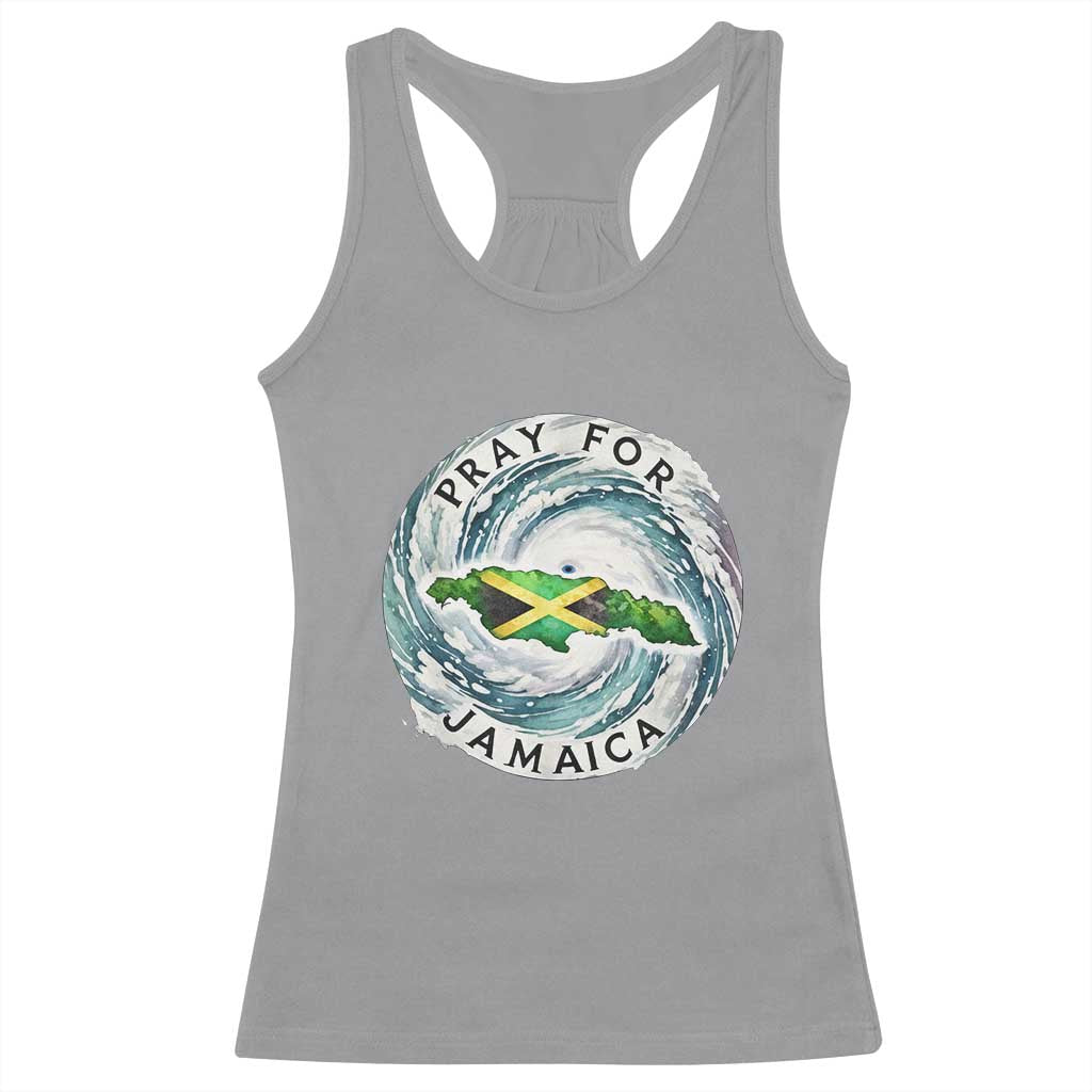 Pray For Jamaica Hurricane Support Racerback Tank Top Strong Island Map and Storm Graphic