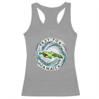 Pray For Jamaica Hurricane Support Racerback Tank Top Strong Island Map and Storm Graphic