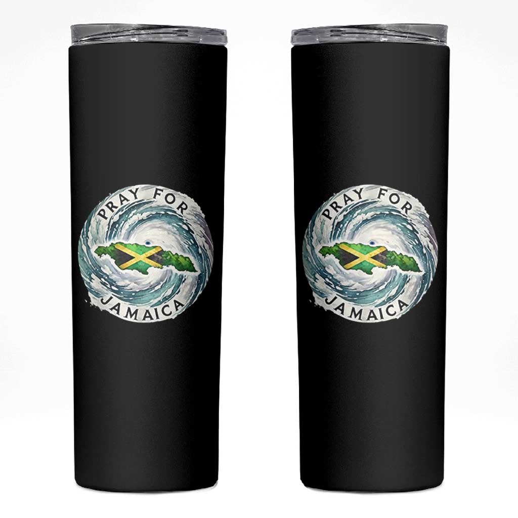 Pray For Jamaica Hurricane Support Skinny Tumbler Strong Island Map and Storm Graphic