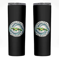 Pray For Jamaica Hurricane Support Skinny Tumbler Strong Island Map and Storm Graphic