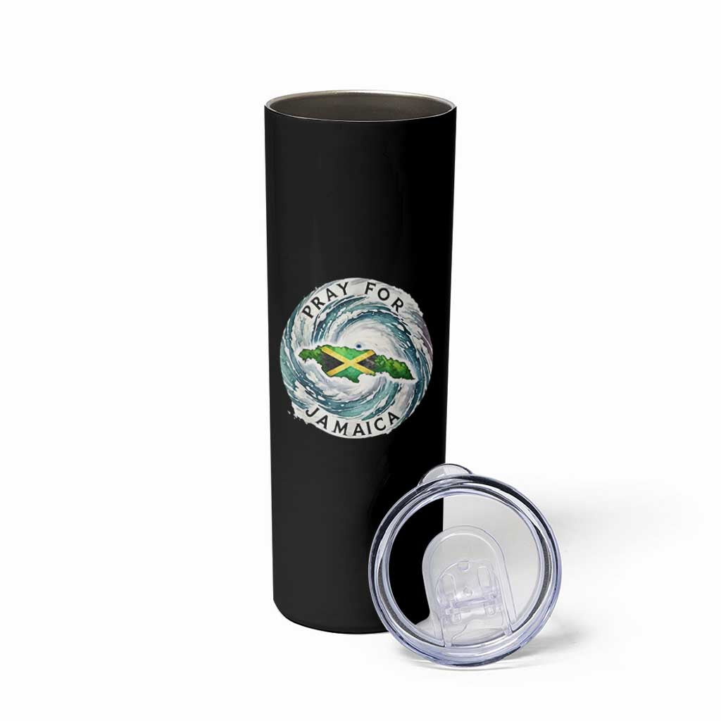 Pray For Jamaica Hurricane Support Skinny Tumbler Strong Island Map and Storm Graphic