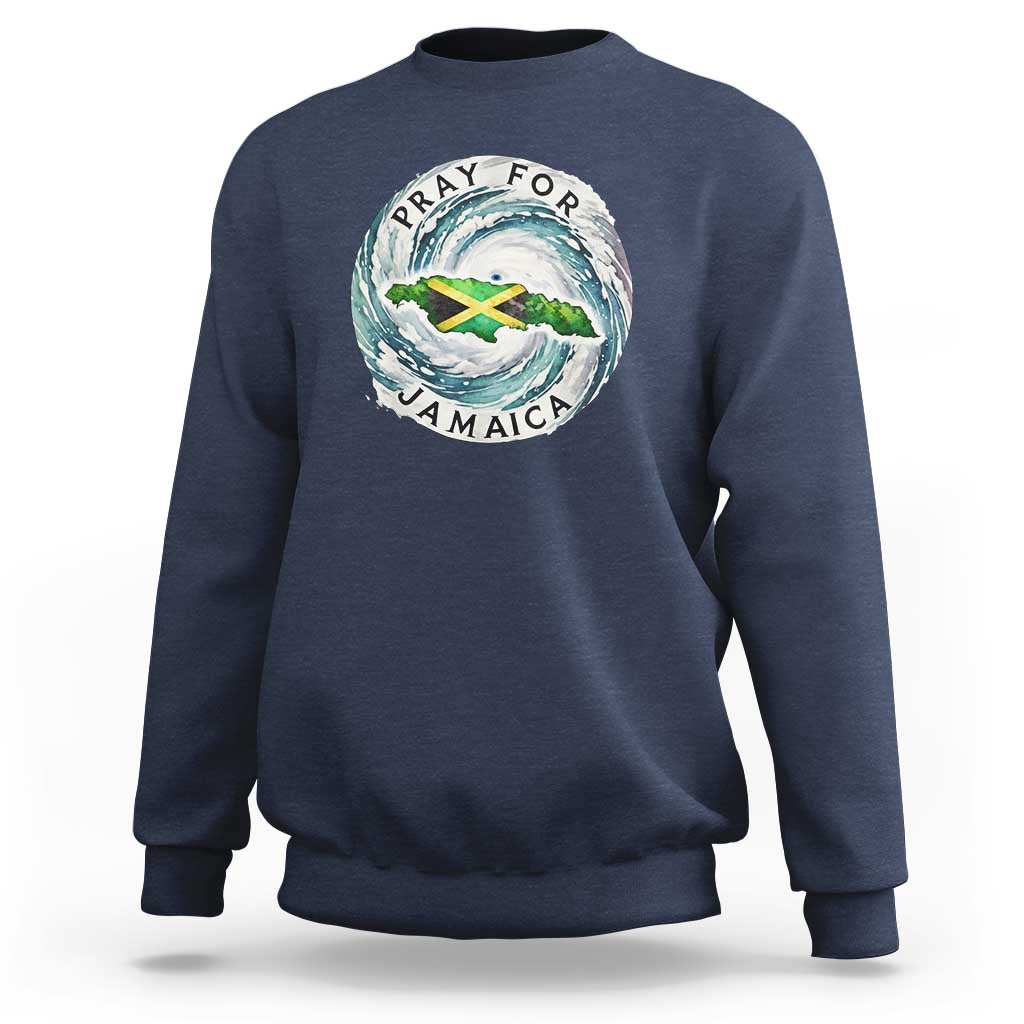 Pray For Jamaica Hurricane Support Sweatshirt Strong Island Map and Storm Graphic