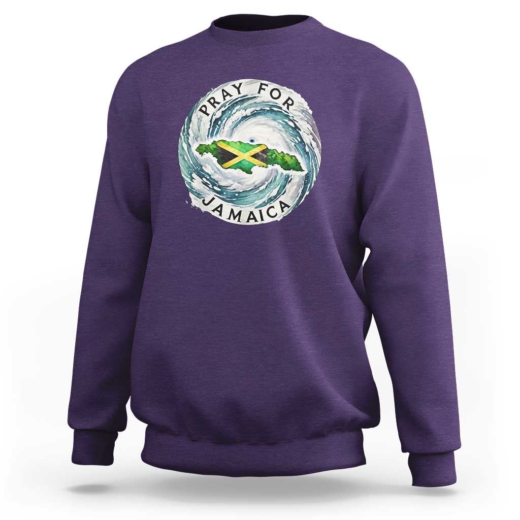 Pray For Jamaica Hurricane Support Sweatshirt Strong Island Map and Storm Graphic