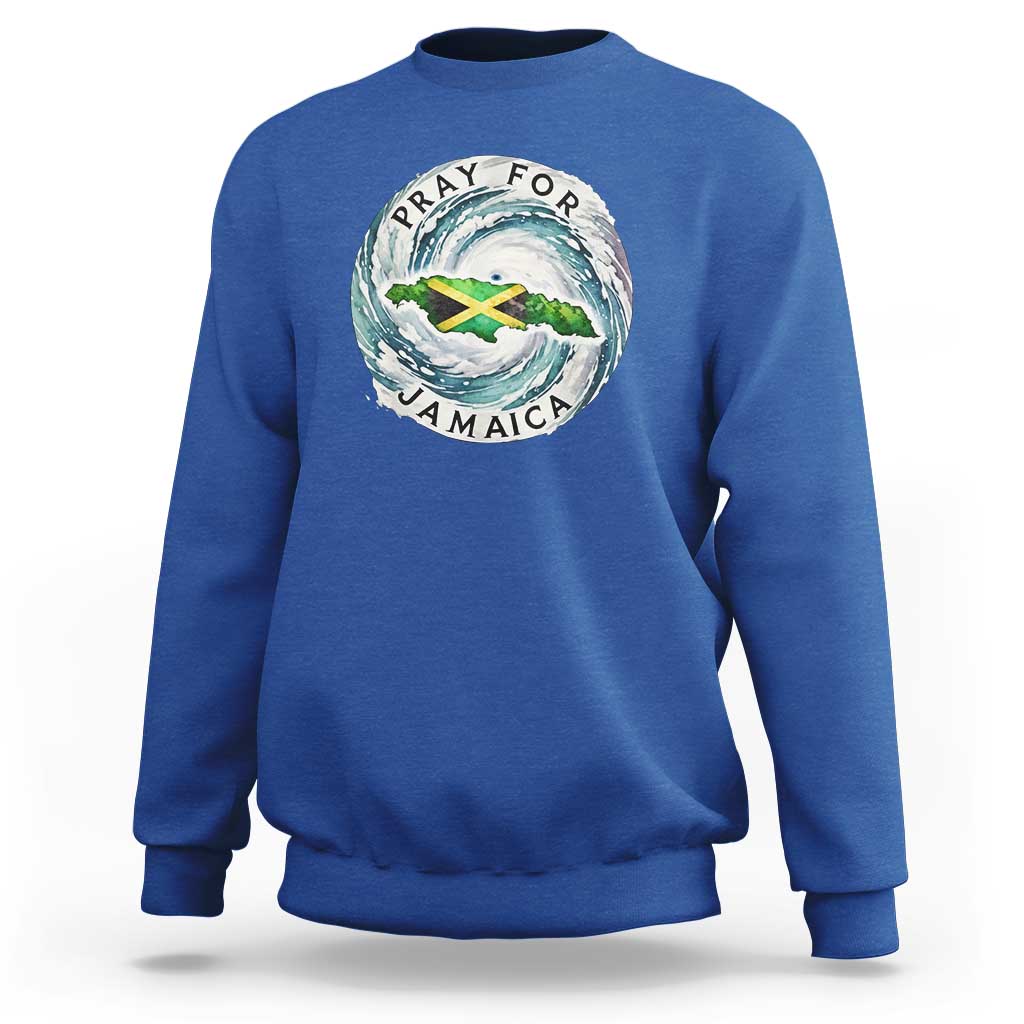Pray For Jamaica Hurricane Support Sweatshirt Strong Island Map and Storm Graphic