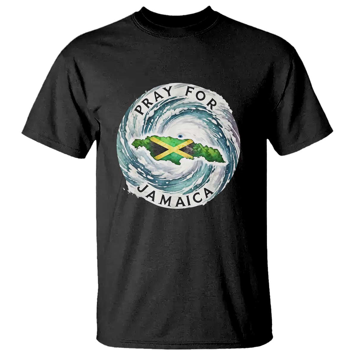 Pray For Jamaica Hurricane Support T Shirt Strong Island Map and Storm Graphic