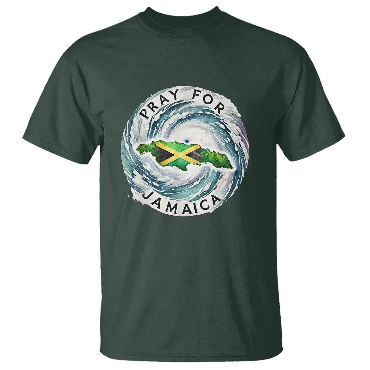 Pray For Jamaica Hurricane Support T Shirt Strong Island Map and Storm Graphic