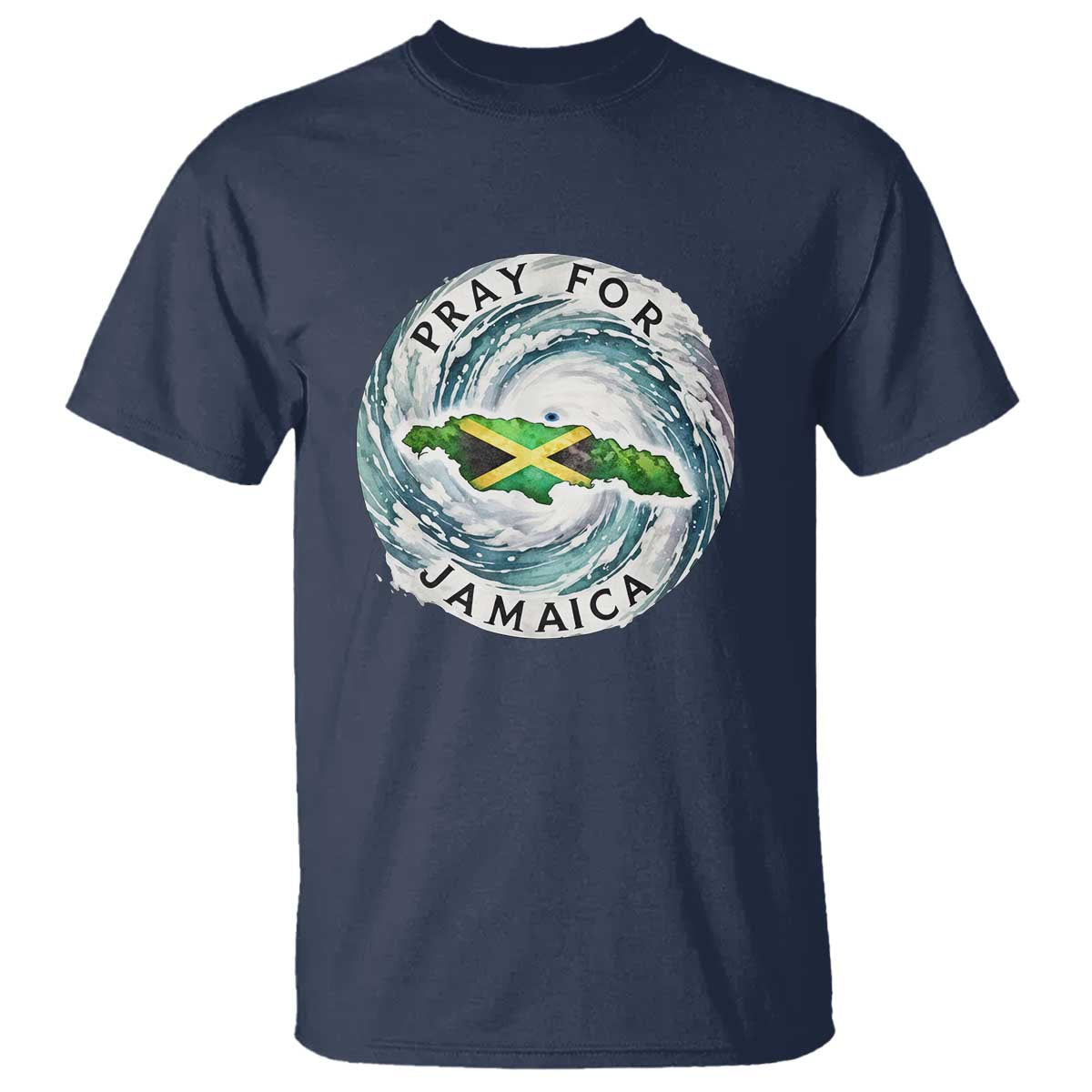 Pray For Jamaica Hurricane Support T Shirt Strong Island Map and Storm Graphic
