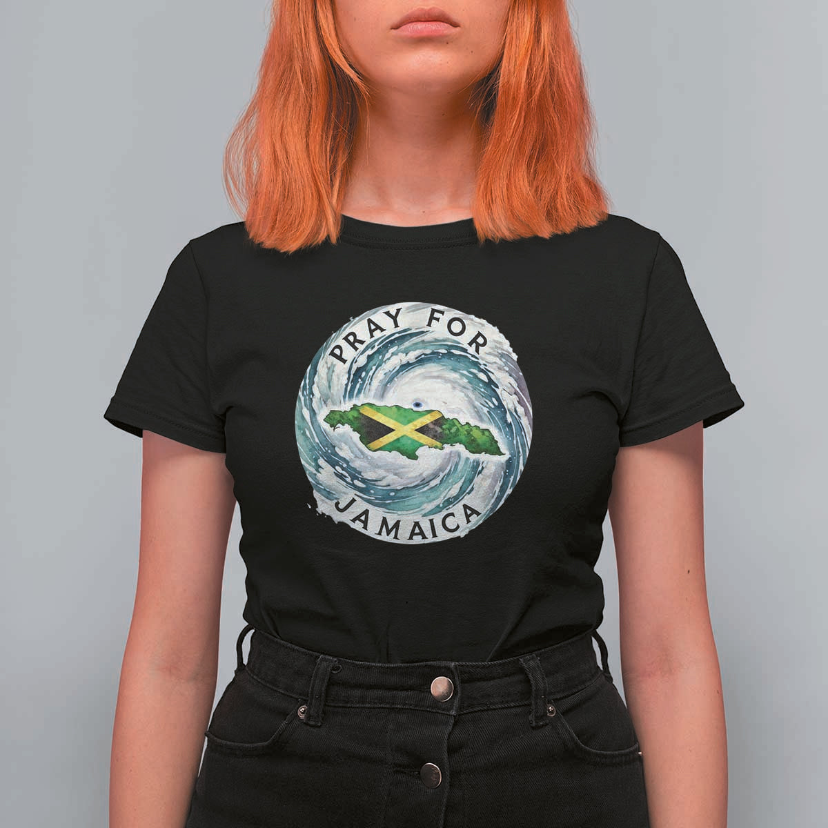 Pray For Jamaica Hurricane Support T Shirt For Women Strong Island Map and Storm Graphic
