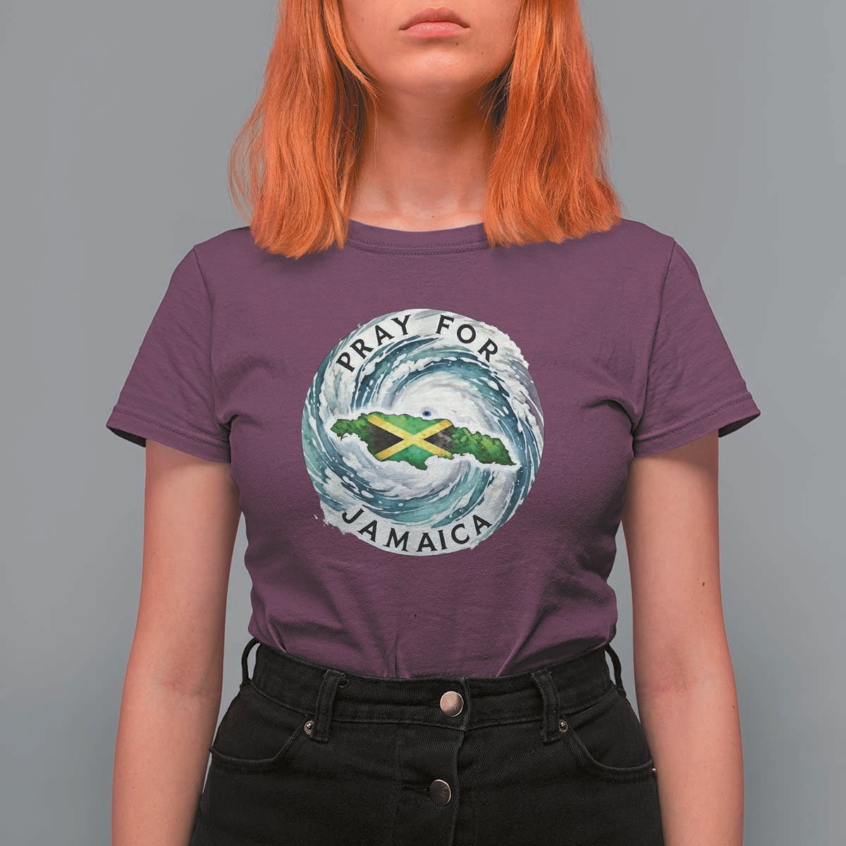 Pray For Jamaica Hurricane Support T Shirt For Women Strong Island Map and Storm Graphic