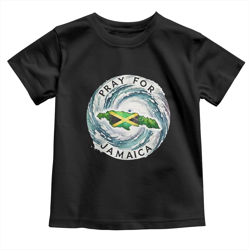 Pray For Jamaica Hurricane Support Toddler T Shirt Strong Island Map and Storm Graphic