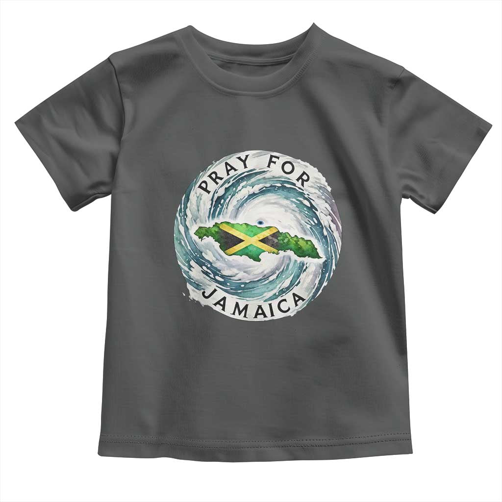 Pray For Jamaica Hurricane Support Toddler T Shirt Strong Island Map and Storm Graphic