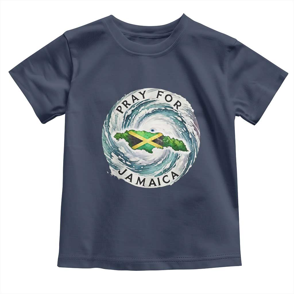 Pray For Jamaica Hurricane Support Toddler T Shirt Strong Island Map and Storm Graphic