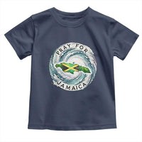Pray For Jamaica Hurricane Support Toddler T Shirt Strong Island Map and Storm Graphic