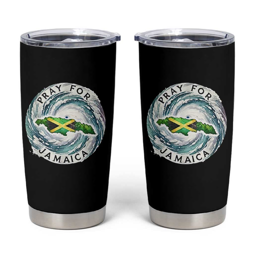 Pray For Jamaica Hurricane Support Tumbler Cup Strong Island Map and Storm Graphic