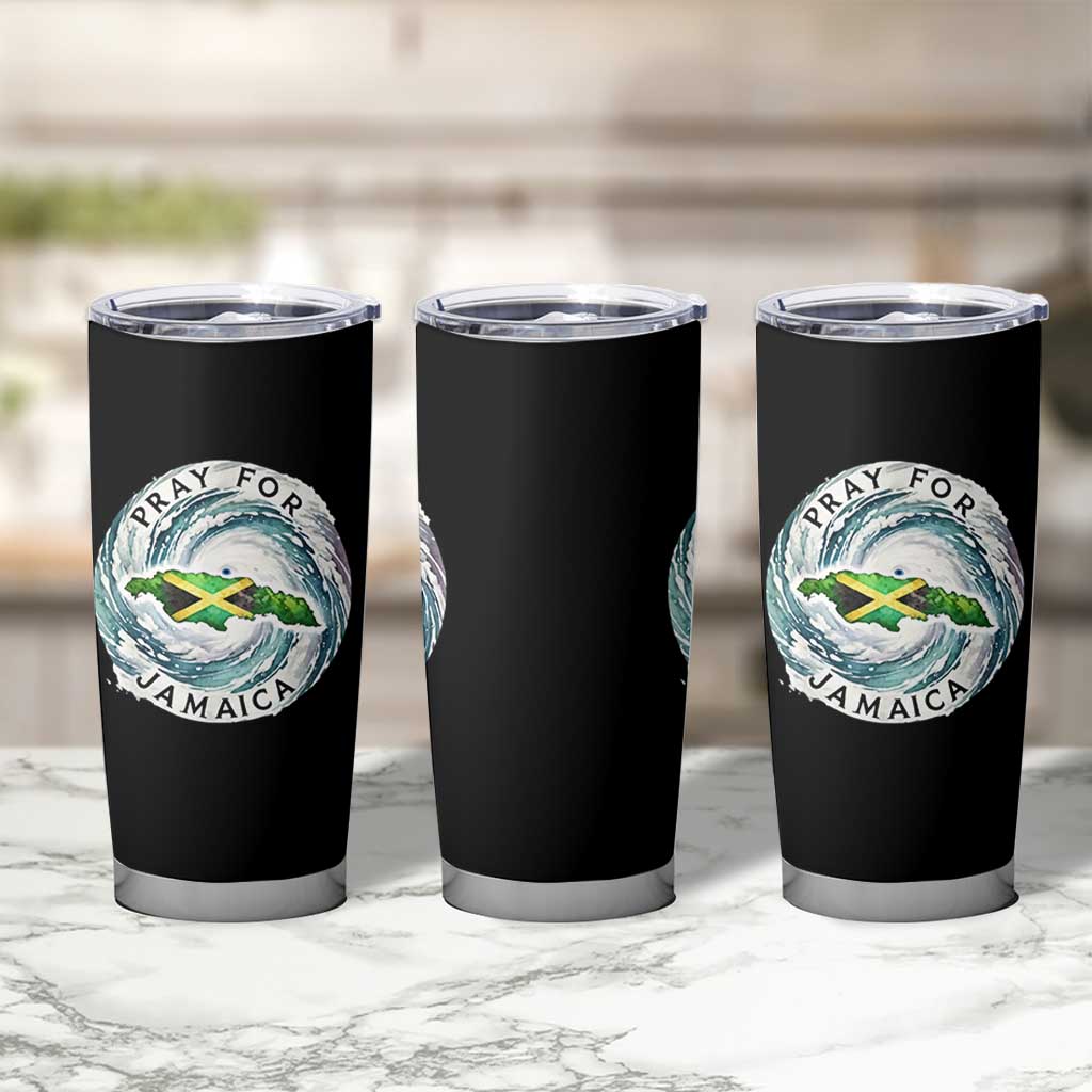 Pray For Jamaica Hurricane Support Tumbler Cup Strong Island Map and Storm Graphic