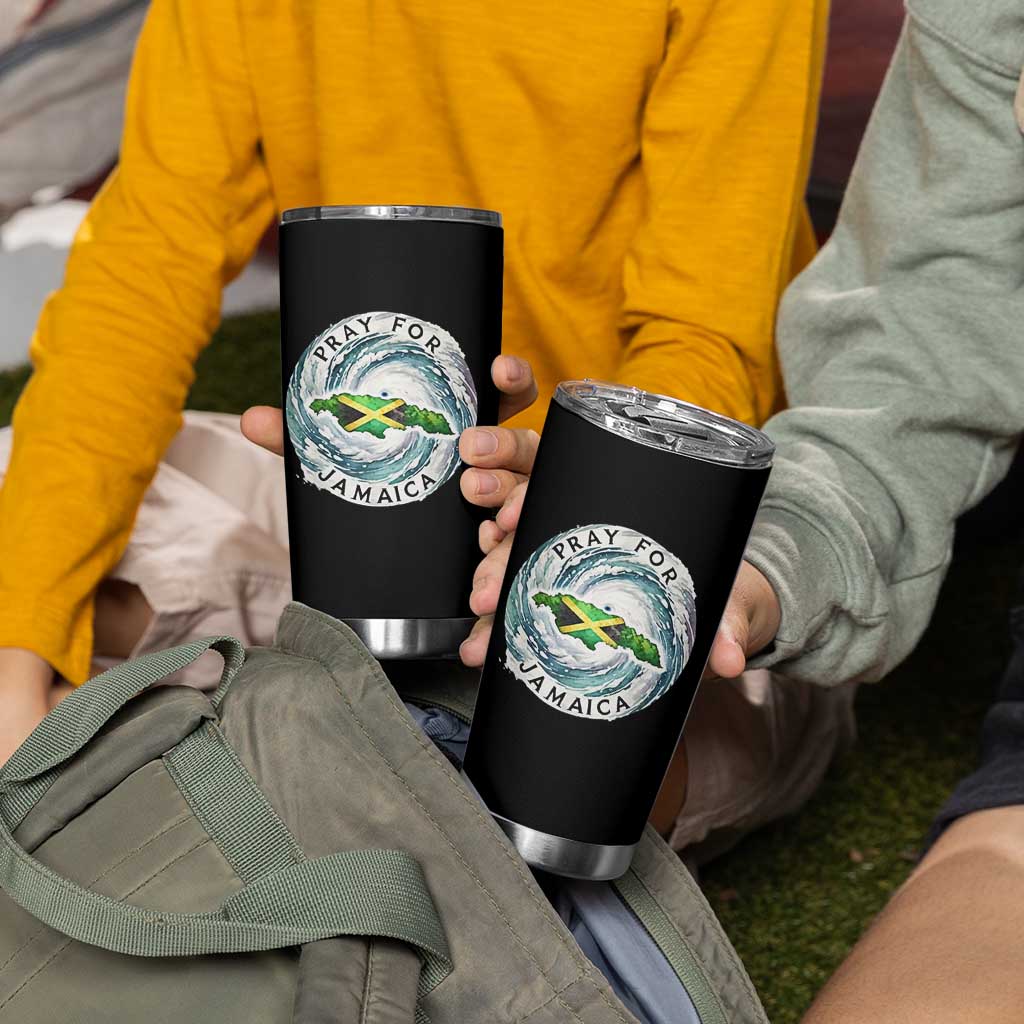 Pray For Jamaica Hurricane Support Tumbler Cup Strong Island Map and Storm Graphic
